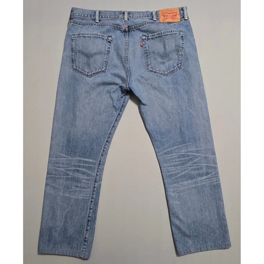 Levi's 501 Original Fit Jeans Mens 38x34 Blue Medium Button Fly Straight Whisker